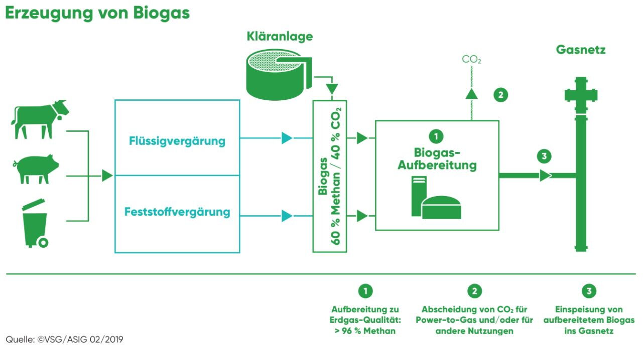 Biomasse aus Haushalten, Gewerbe- und Industriebetrieben wird zu Biogas verarbeitet.